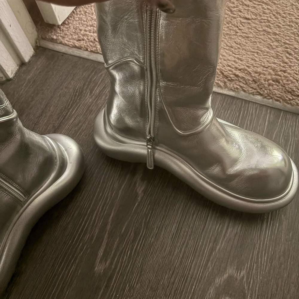 Silver Metallic Boots rain boots